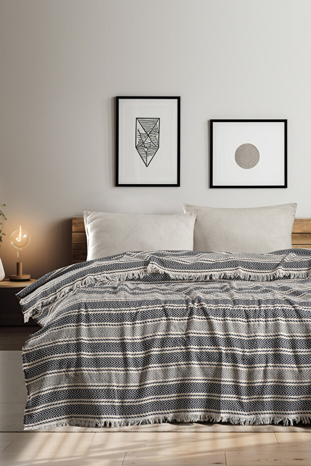 Veva 100% Cotton Double Striped Pique Bedspread 200 X 220