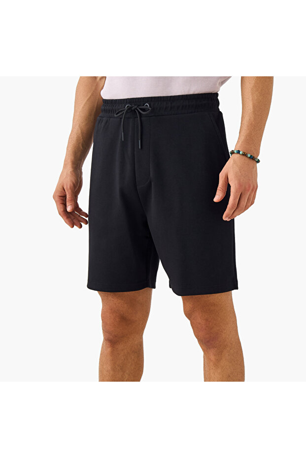 Regular Fit Scuba Shorts with Drawstring Closure and Pockets - 1