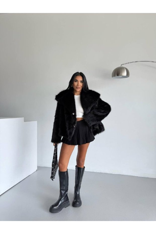 Asur Boutique Women's Thick Faux Fur with Snap Buttons