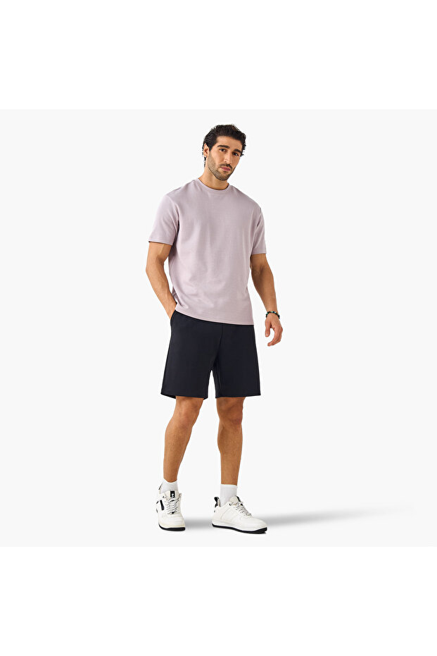 Regular Fit Scuba Shorts with Drawstring Closure and Pockets - 2