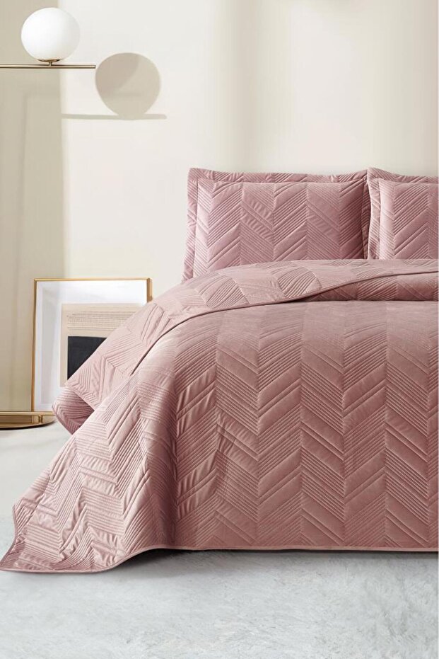 Paris Double Luxury Velvet 240X260 cm Bedspread Dusty Rose