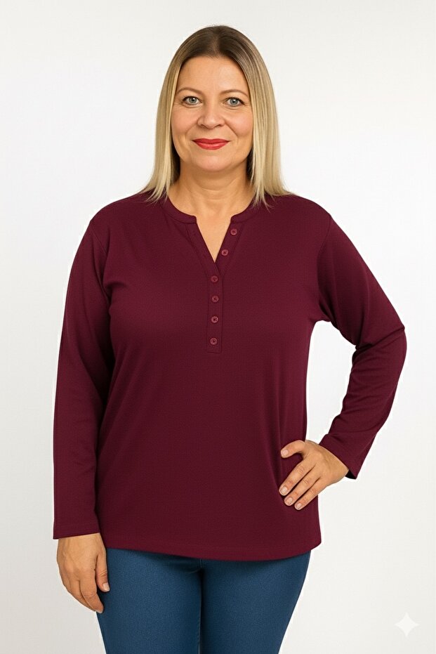 Collared Buttoned Cotton Women's Combed Cotton Blouse
