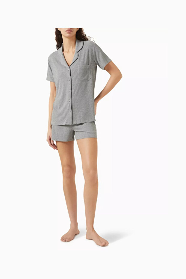 Rib Modal Kısa Kollu Şortlu Pijama Takımı Soft Lounge Premium - 2