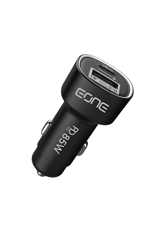 شاحن سيارة سريع 85 واط بمنفذين USB-C وUSB-A
