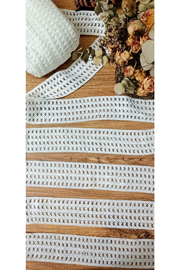 Beyaz Pamuk Örme Şerit - 1