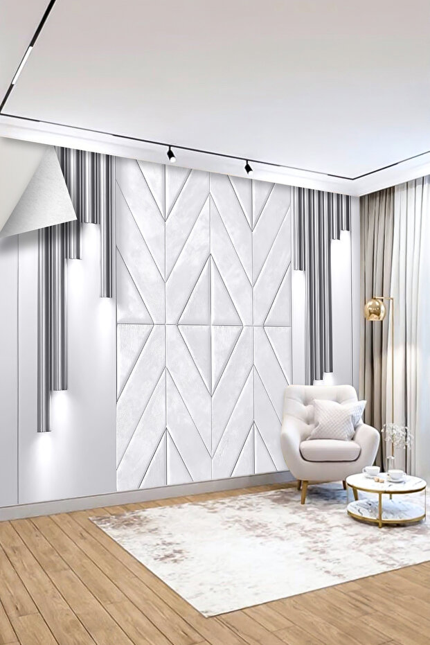 Şık Geometrik Panel Desenli Tekstil Duvar Kağıdı - 3