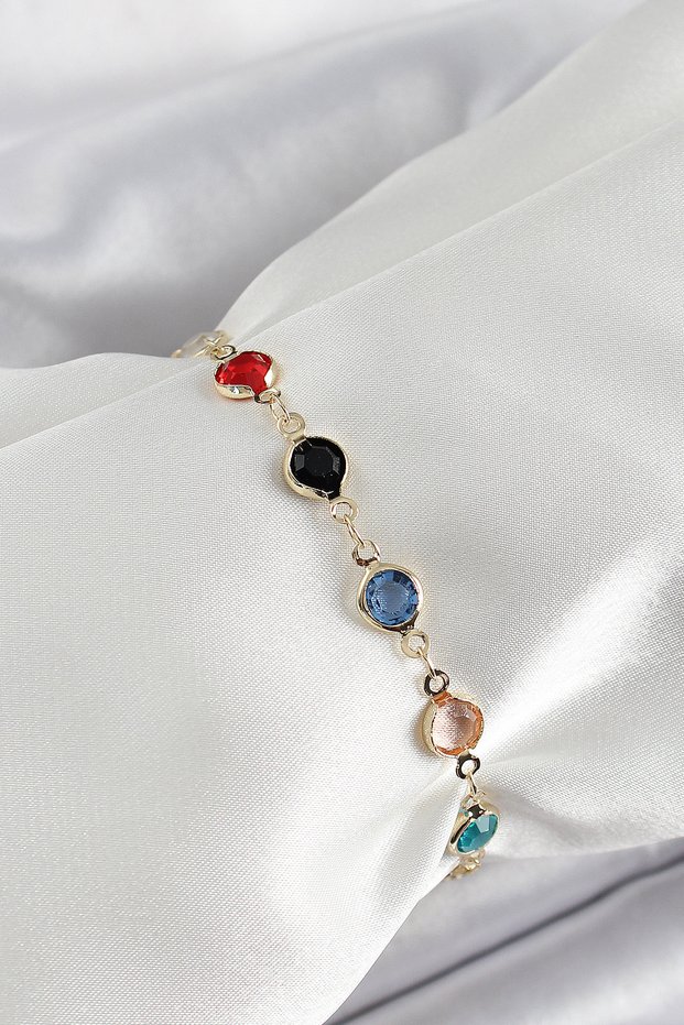 Brass Assorti Model Gold Color Zircon Stone Women's Bracelet -