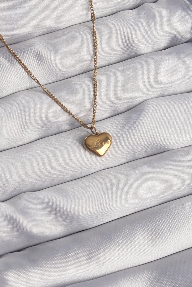 316L Steel Gold Color Heart Model Love Necklace -
