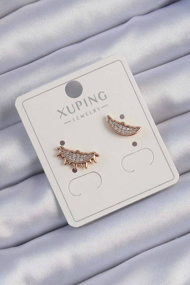 Xuping Rose Color Zircon Stone Moon and Sun Design Earrings -