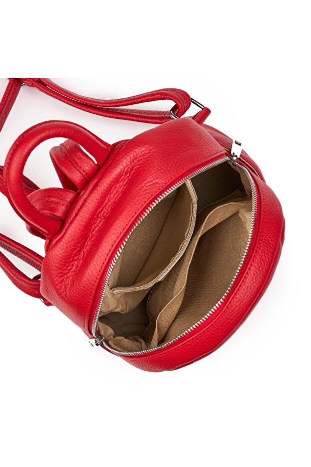 Rafael red leather mini backpack - 4