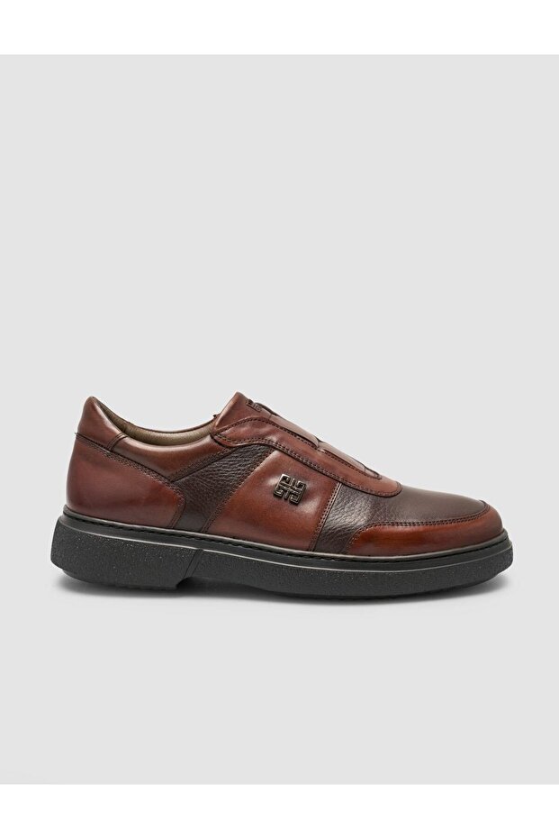 Genuine Leather Brown Men's Sports Shoes