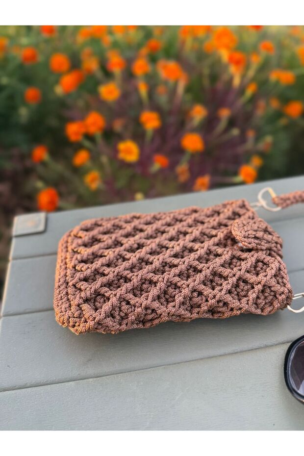 Handmade Macrame Phone Bag – Polyester Thread, Unlined, with Snap Fasteners, Casual - 3
