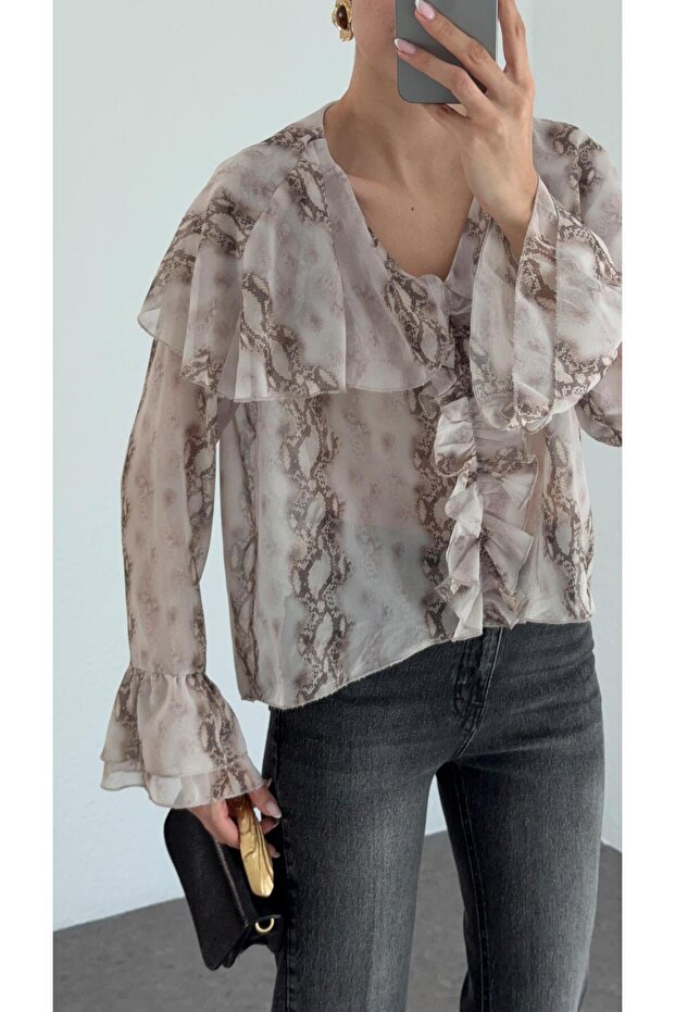 بلوزة منقوشة مزركشة - 3