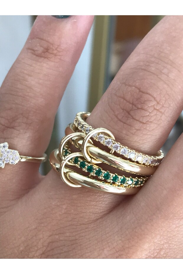Multi Green Stone Detailed Ring Model Ring