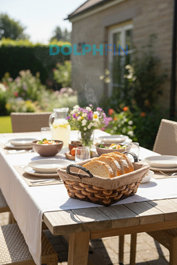 سلة خبز مستديرة بتصميم من القش - 3