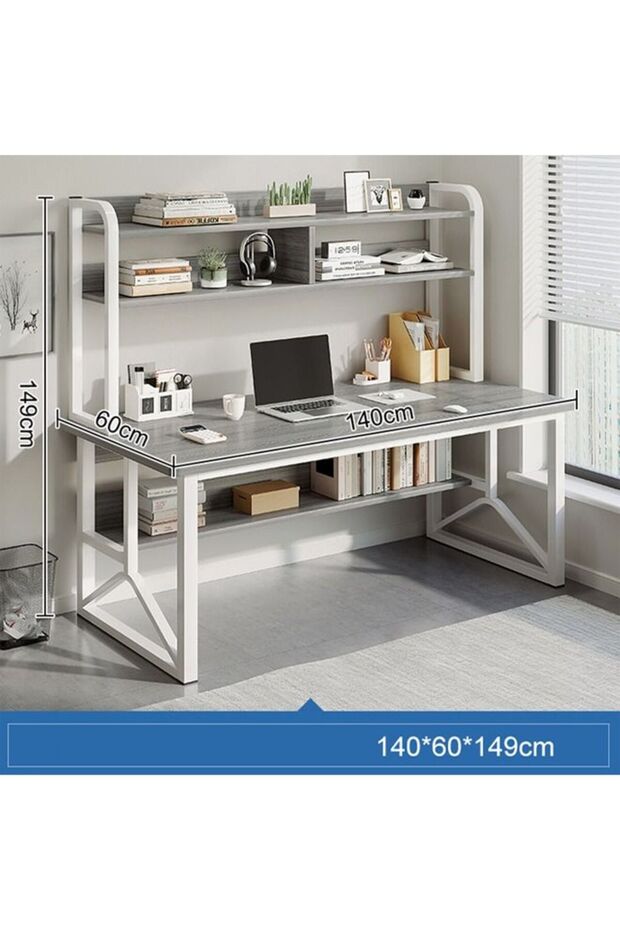 Multifunctional Computer Table 140 cm And Office Desk With 2 Layer Book Shelf - 1