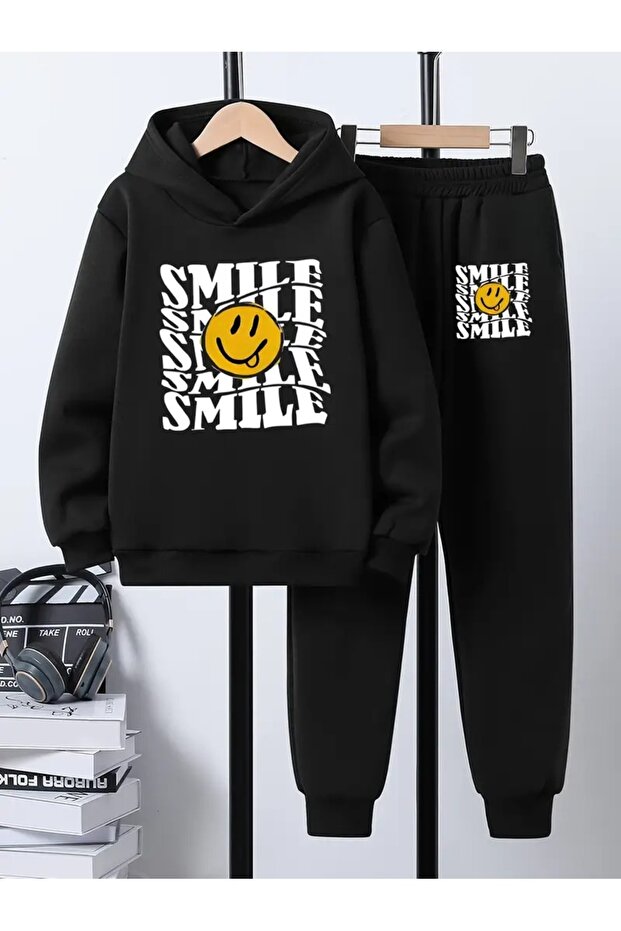 Children's Printed Hooded Sweatshirt and Sweatpants Set 3 Thread Raster for Autumn/Winter