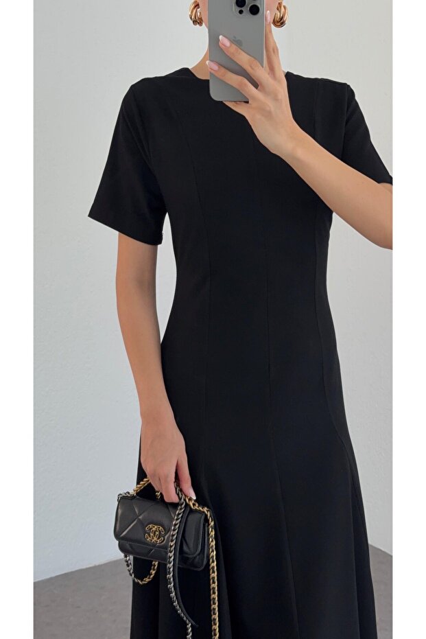 Basic Siyah Elbise - 3