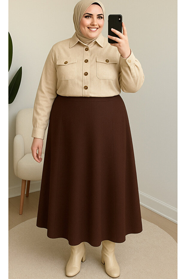 Fusta Puff Scuba Plus Size - 1