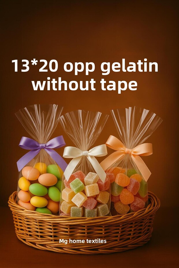 1 kg 13*20 Glossy Opp Bag Without Tape Gelatin Cookie and Confectionery Bag Transparent