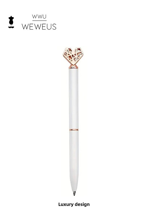 White Rose Detailed Heart Luxury Ballpoint Pen