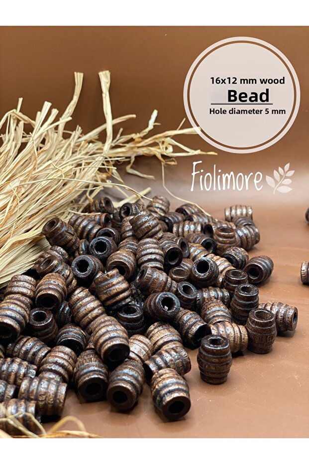 16X12 mm Brown Oval Pasta Wooden Beads Twisted Sleeve (50Gram 58Pcs) Hole Diameter 5mm Macrame Jewelry
