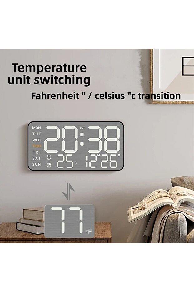 Controlled Led Digital Wall Clock Automatic Brightness Alarm Date and Temperature with Countdown Feature - 3