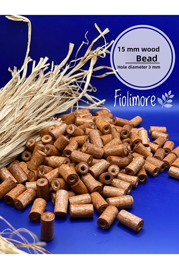 15 mm Tan Brown Cut Pipe Wood Beads (50 Grams 100 Pieces) Hole Diameter 3 mm Macrame Design Jewelry