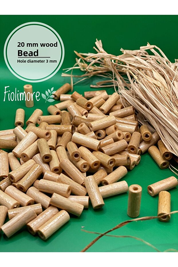 20 mm Varnished Cut Tube Wooden Beads (50 Grams 120 Pieces) Hole Diameter 3 mm Macrame Design Jewelry