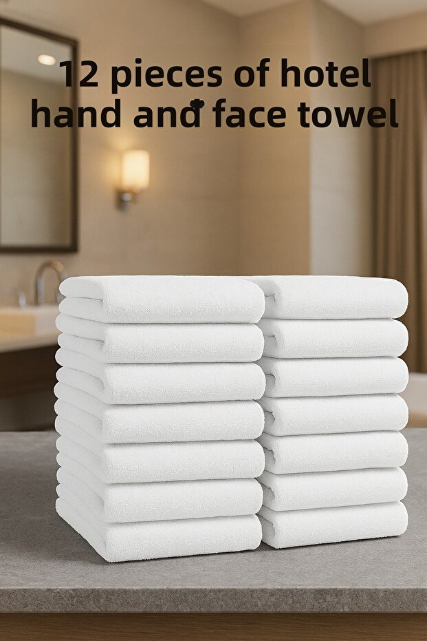 12-Piece Hotel Hand Face Head Hair Towel 50X90 | Quick Drying Durable