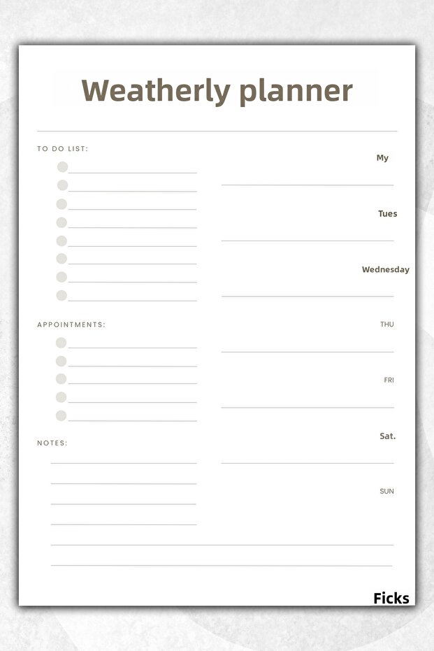 مخطط أسبوعي - مقاس A4 - 30 ورقة - مخطط أسبوعي - 1