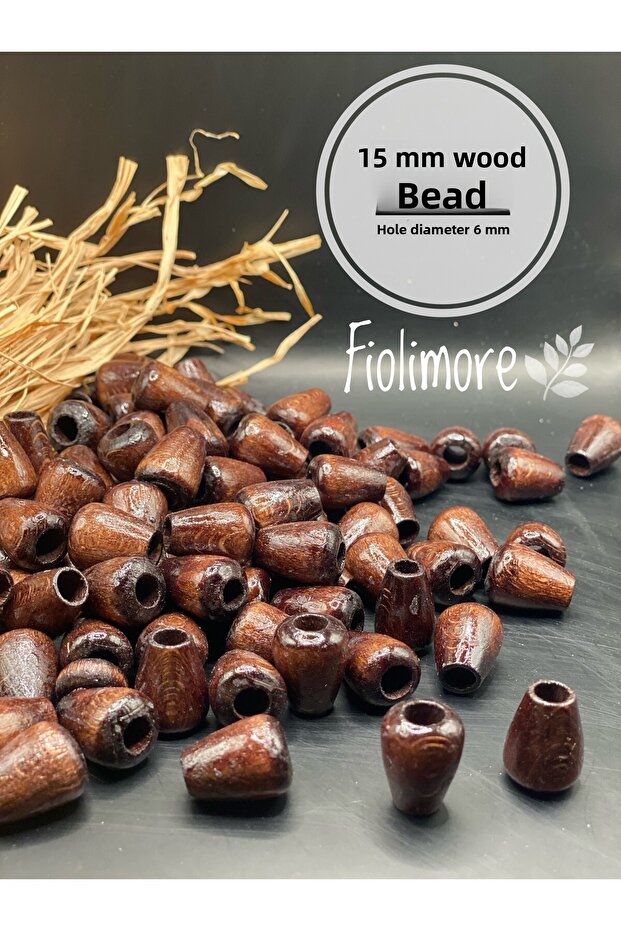 15 mm Brown Drop Oval Wooden Beads (50 Grams 48 Pieces) Hole Diameter 6 mm Macrame Bag Jewelry Design