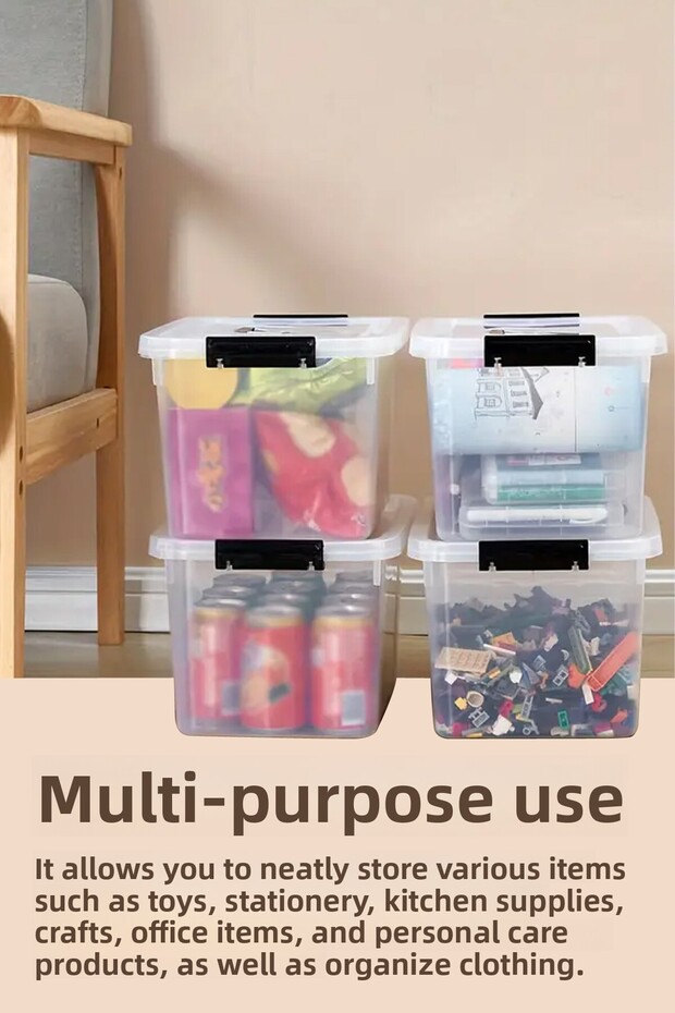 3-Wheeled Storage Container Rectangular with Locking Lid Multi-Purpose Toy Storage Box 20-30-50 L - 2