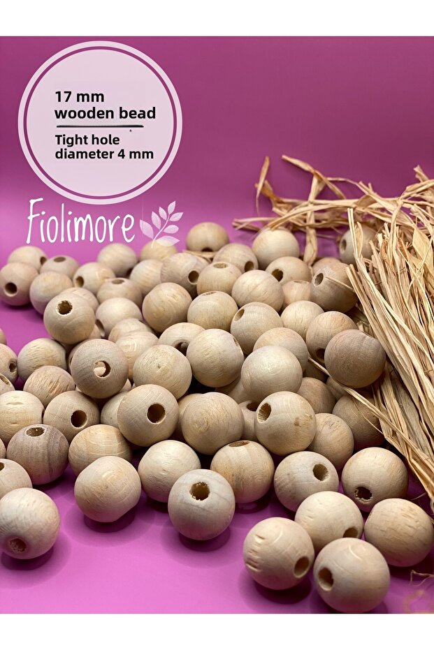 17 mm Raw Wood Beads (50 Grams 30 Pieces) Narrow Hole Diameter 4 mm Macrame Bag Bracelet Jewelry Colorful