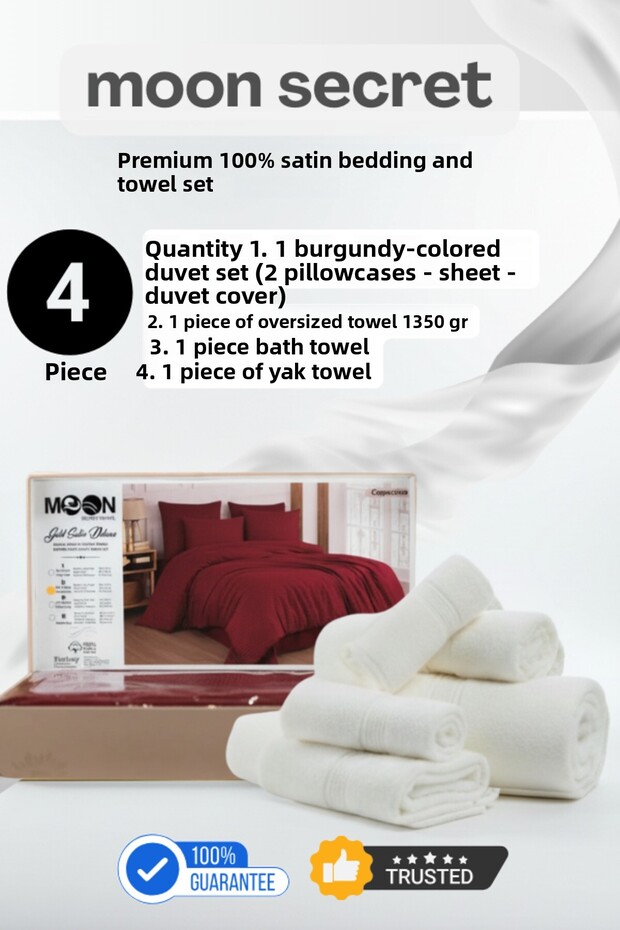 100% Premium Satin Duvet Cover and Towel Set 12 Different Color Options – 4 Piece Set 1