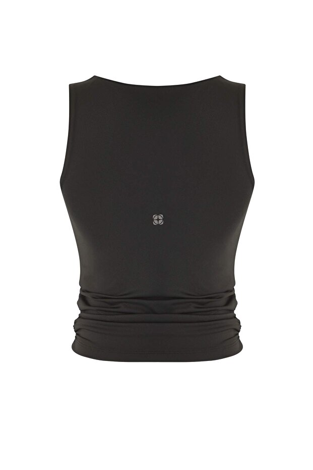 Siyah 2 Katlı Reflektör Baskılı Destekli/Şekillendirici Örme Spor Sütyeni THMAW26SS00010 - 9
