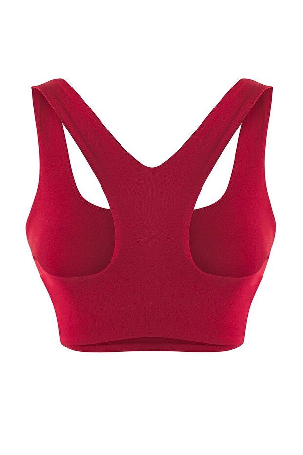 Bordo Destekli/Şekillendirici Sırt Detaylı Örme Spor Sütyeni THMAW26SS00008 - 7