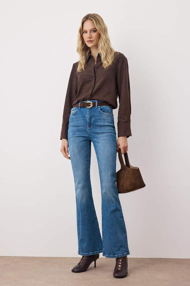 Mavi*002 Süper Yüksek Bel Comfort/Esnek Flare Jeans TWOSS23JE00064 - 1