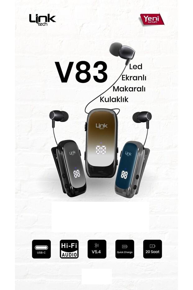 V83 Makaralı Titreşimli Bluetooth Kulaklık - 1
