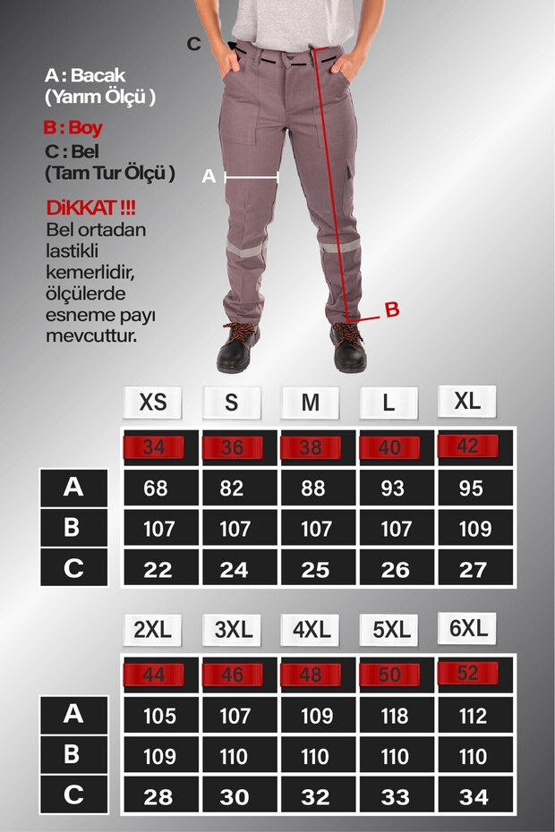 7/7 Gabardin Kışlık İşçi Pantolonu Tek Reflektörlü Kalın İş Pantolonu - 2