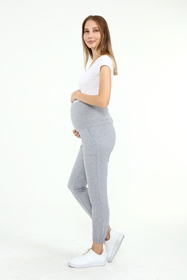 Myra8091 - Gri Hamile Jogger Eşofman - 2
