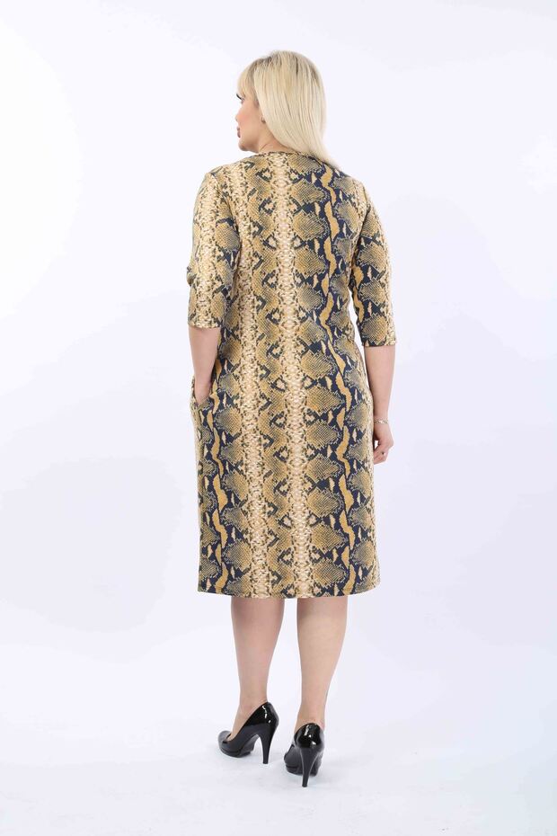 Patterned Pocket Plus Size Dress 37B-2010 - 6