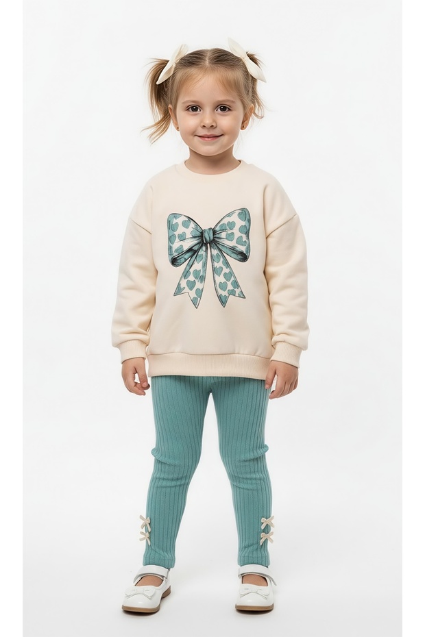 Cotton Seasonal Bow Printed Leggings Set