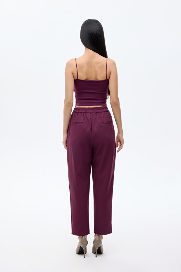 Modal Askılı Crop Basic Atlet Bordo - 5
