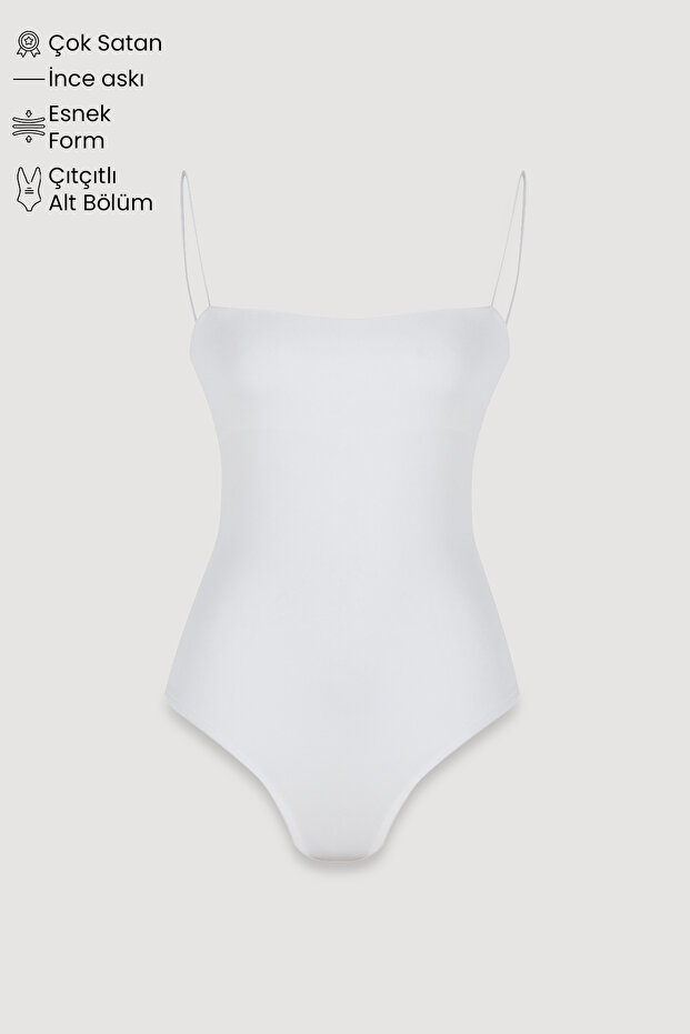 Askılı Bodysuit Ekru - 1