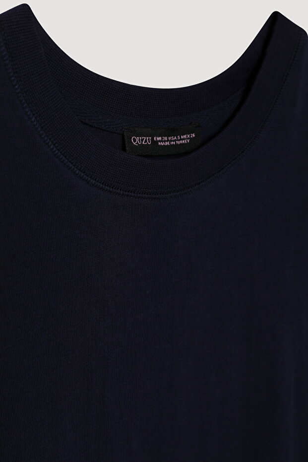 Oversize Basic Tişört Lacivert - 2