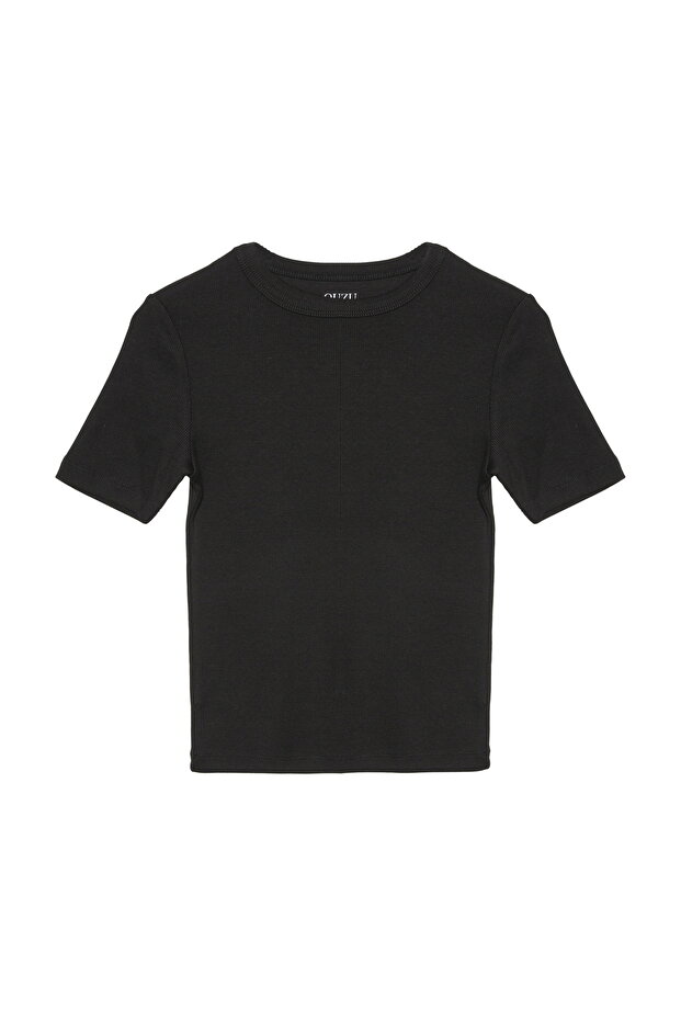 Fitilli Basic Tişört Siyah - 2