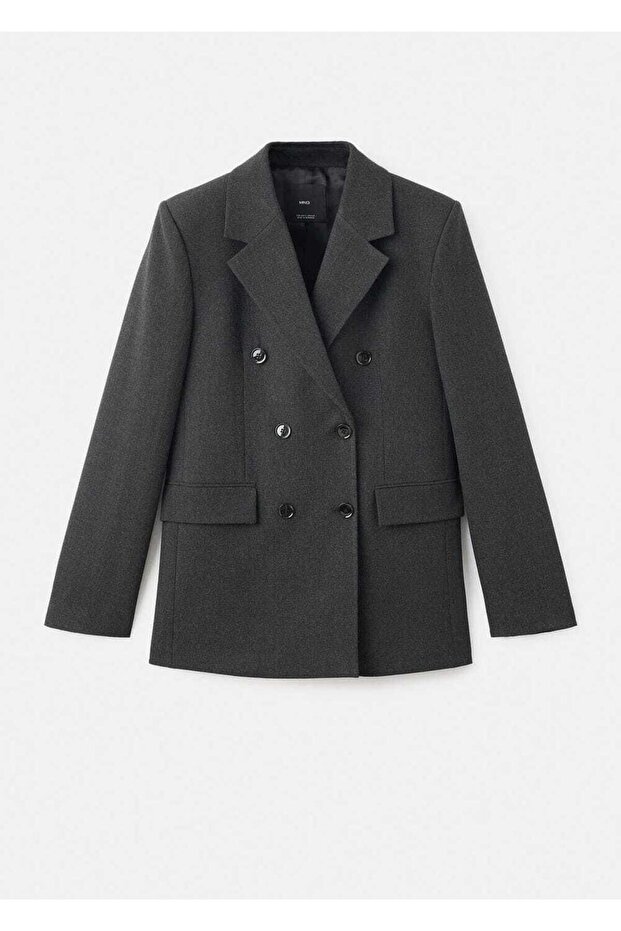 Çift düğmeli kumaş blazer ceket - 3