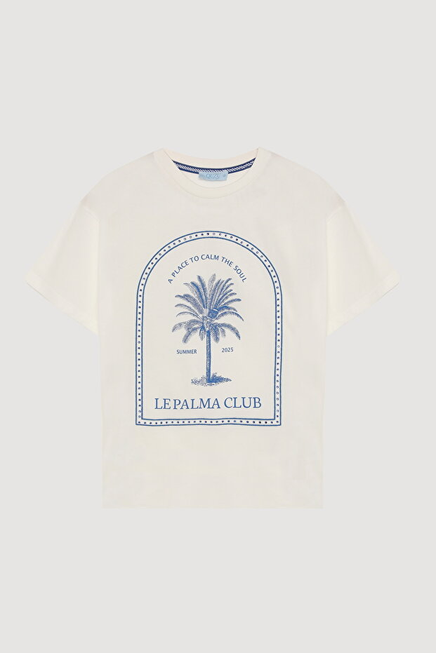 Le Palma Club Print and Stone Detail T-Shirt