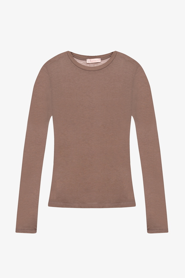 Bisiklet Yaka Basic Bluz Vizon - 2